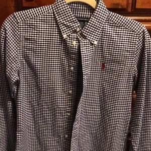 Ralph Lauren Purple and White Small Plaid buttonup